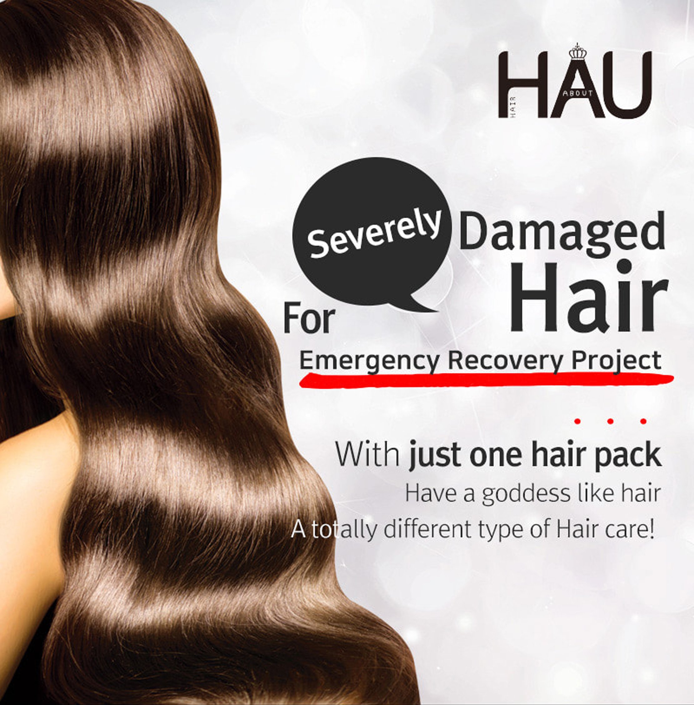 HAU Professional Hair Pack for dry damaged hair, showcasing the packaging and texture of the product.